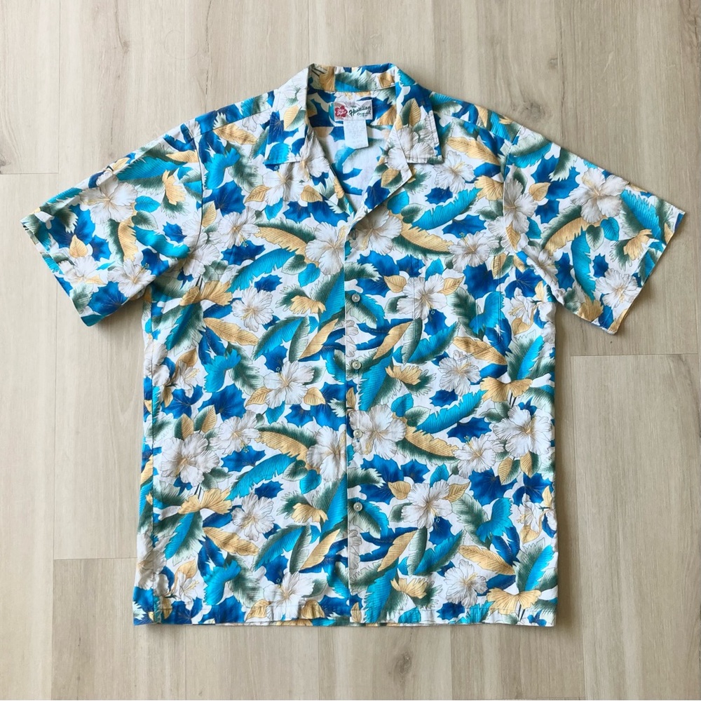 Men's Hawaiian Camp Shirt Button Down Vintage Hilo Hattie size L